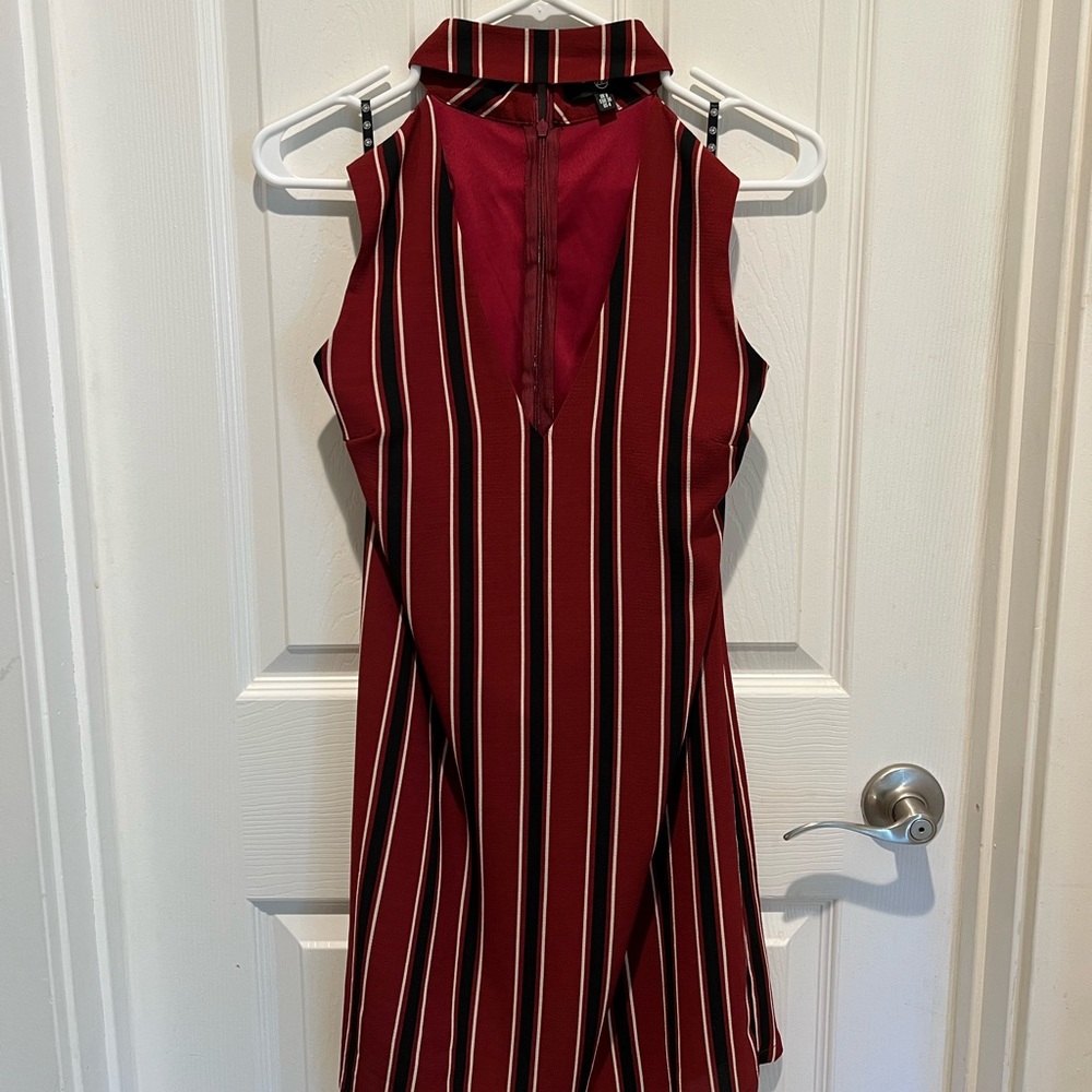 Missguided Red and Black Striped Dress